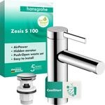 hansgrohe Zesis S - Waschtischarmatur mit Push-Open Ablauf, energiesparend