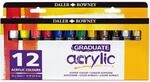 Daler Rowney GRADUATE Acrylic, Acrylfarbe in Studenten-Qualit&auml;t, Set mit 12 x 22 ml,