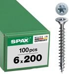 Universalschraube, 6 x 200 mm, 100 St&uuml;ck, Vollgewinde, Senkkopf, T-STAR plus...