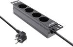 InLine&reg; 10" Steckdosenleiste, 4-Fach Schutzkontakt, ohne Schalter, 2m, schwarz