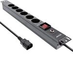 InLine&reg; 19" Steckdosenleiste, 6-Fach Schutzkontakt, C14 Anschluss,...