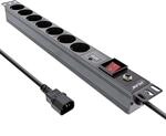 Inline&reg; 19" Steckdosenleiste, 7-Fach Schutzkontakt, C14 Anschluss, &Uuml;SS,
