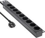 InLine&reg; 19" Steckdosenleiste, 9-Fach Schutzkontakt, ohne Schalter, 2m, schwarz