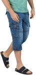 Timezone Herren 3/4 Cargo Jeans Loose MILESTZ Short Mid Waist Loose Fit - Blau