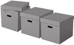 Esselte 3er Set gro&szlig;e w&uuml;rfelf&ouml;rmige Aufbewahrungsboxen mit Deckel,...