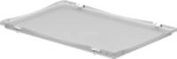 Euro-Norm Scharnierdeckel, 600 x 400 mm, transparent mit Scharnierelementen