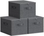 SONGMICS Aufbewahrungsbox mit Deckel, faltbare Stoffbox mit Griffen,...