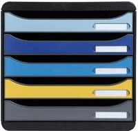 Exacompta 3094202D Ablagebox BeeBlue aus Recycling-Kunststoff mit 5 Schubladen f&uuml;r
