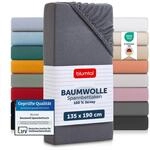 Blumtal&reg; Baumwolle Spannbettlaken f&uuml;r Standardmatratze 135x190x30cm im 2er...