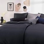 Blumtal Mako Satin Bettw&auml;sche 135 x 200 & 40x80 cm Kissenbezug Schwarz - Oeko Tex