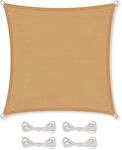 CelinaSun Sonnensegel inkl Befestigungsseile HDPE Basic Quadrat 2,6 x 2,6 m sandbeige