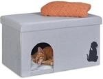 Relaxdays Katzenh&ouml;hle faltbar, 100kg belastbare Sitzbank, Deckel, Kissen, HBT: 40,5