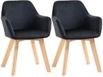 HOMCOM Esszimmerst&uuml;hle 2er Set K&uuml;chenstuhl mit R&uuml;ckenlehne, Samtoptik, Sessel