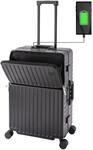 Travelhouse Roma Reisekoffer mit USB & Getr&auml;nkehalter, Hartschale, Alu-Rahmen,