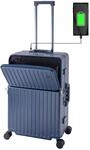 Travelhouse Roma Reisekoffer mit USB & Getr&auml;nkehalter, Hartschale, Alu-Rahmen,