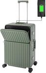 Travelhouse Roma Reisekoffer mit USB & Getr&auml;nkehalter, Hartschale, Alu-Rahmen,