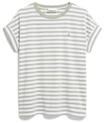 ARMEDANGELS Damen T-Shirt aus Bio-Baumwolle IDAARA Stripes Loose Fit White-Seagreen S