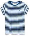 ARMEDANGELS Damen T-Shirt aus Bio-Baumwolle IDAARA Stripes Loose Fit White-Lapis Blue