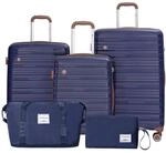 Travelhouse Ascona 5-teiliges nachhaltiges Gep&auml;ck-Set &ndash; ABS+PC Hartschalen...