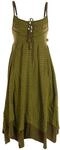 Vishes Damen Sommerkleid in Olive mit Spaghettitr&auml;gern I Gr&ouml;&szlig;e L (40) I 100%