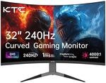 KTC 32 Zoll Monitor Curved 1000R, 2K WQHD (2560x1440p) 240Hz Gaming Monitor, 1ms,