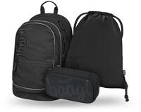 Baagl Schulrucksack Set Jungen M&auml;dchen 3 Teilig Grundschule - Uni Schwarz 