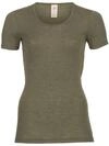 Engel Natur, Damen Unterhemd Kurzarm, 70% Wolle (kbT), 30% Seide (34-36, Olive)