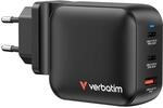 Verbatim Mini GaN Charger 100 W, 3 Ports USB-C Ladeger&auml;t, Power Adapter 2 x USB-C &