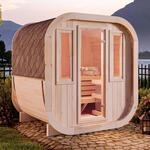 FinnTherm Fasssauna ScandiCube Mini XS 210x166cm Natur mit 2 Fenster