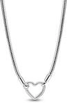 PANDORA Moments Herzverschluss Schlangen-Gliederhalskette aus Sterling Silber,