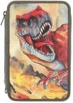 Depesche 13135 Dino World - Gef&uuml;llte 3-Fach Federtasche in Olivegr&uuml;n, Motiv mit 3D