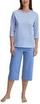 CALIDA Lovely Nights 3/4-Pyjama, Schlafanzug Damen, 100% Baumwolle, hautfreundlich,