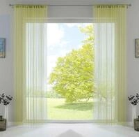 2er Set Fadengardine, HxB 250x140 cm, Apfelgr&uuml;n mit Tunneldurchzug und...