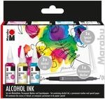Marabu 1216000000101 - Alcohol Ink Set Flowers mit 3 x 20 ml Alkohol Tinte, 1 x