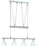 Trio Leuchten JoJo-Pendelleuchte Stamina 3751041-07, Metall Nickel matt, Glas opal