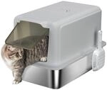 PawHut Katzenklo Edelstahl XXL Katzentoilette mit Deckel Katzentoilette mit...