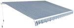vidaXL Gelenkarmmarkise 450cm Blau/Wei&szlig; Markise Sonnenschutz Terrasse Balkon