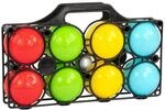 Idena - Boccia Spiel mit 8 farbigen Kugeln, Zielkugel und Tragekorb,