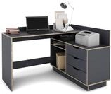byLIVING Winkelschreibtisch Belfast/Eckschreibtisch Anthrazit/Kanten Eiche Optik