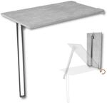 KDR Wandklapptisch 80x50 cm Betonoptik &ndash; Klapptisch mit Tischbein in Chrom zur