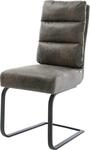 DELIFE Schwingstuhl Pela-Flex Freischwinger flach Schwarz Mikrofaser Grau Antik