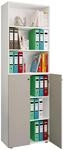 VCM B&uuml;roschrank Wei&szlig;/Grau 70x40x220 cm 2 T&uuml;ren 6 F&auml;cher Aktenschrank 