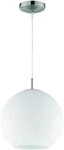 Reality Leuchten Pendelleuchte Pendellampe in nickel matt, Glas opal wei&szlig;, 1x E27