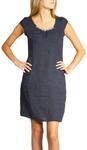 Caspar SKL018 knielanges Damen Sommer Leinenkleid mit Perlmutt Kn&ouml;pfe Dekor,