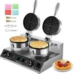 VEVOR kommerzielles rundes Waffeleisen mit Doppelkopf 2460 W, belgisches Waffeleisen
