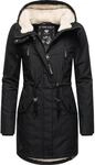 Ragwear Damen Mantel lange warme Winterjacke mit Teddyfell-Kapuze Elsie Intl Black22