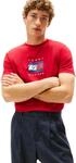 Tommy Hilfiger Herren T-Shirt Kurzarm Linear Flag Graphic Regular Fit, Rot (Medium