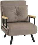 HOMCOM Schlafsessel 4 in 1 Sessel mit Schlaffunktion 183 x 63 cm Hellbraun