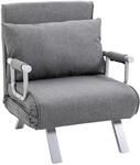 HOMCOM 3 in 1 Schlafsessel Klappbar Bettfunktion, Leinenoptik Grau | Schlafsofa,