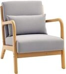 HOMCOM Sessel Loungesessel mit Armlehne, Lendenkissen, Gepolstert Relaxsessel mit